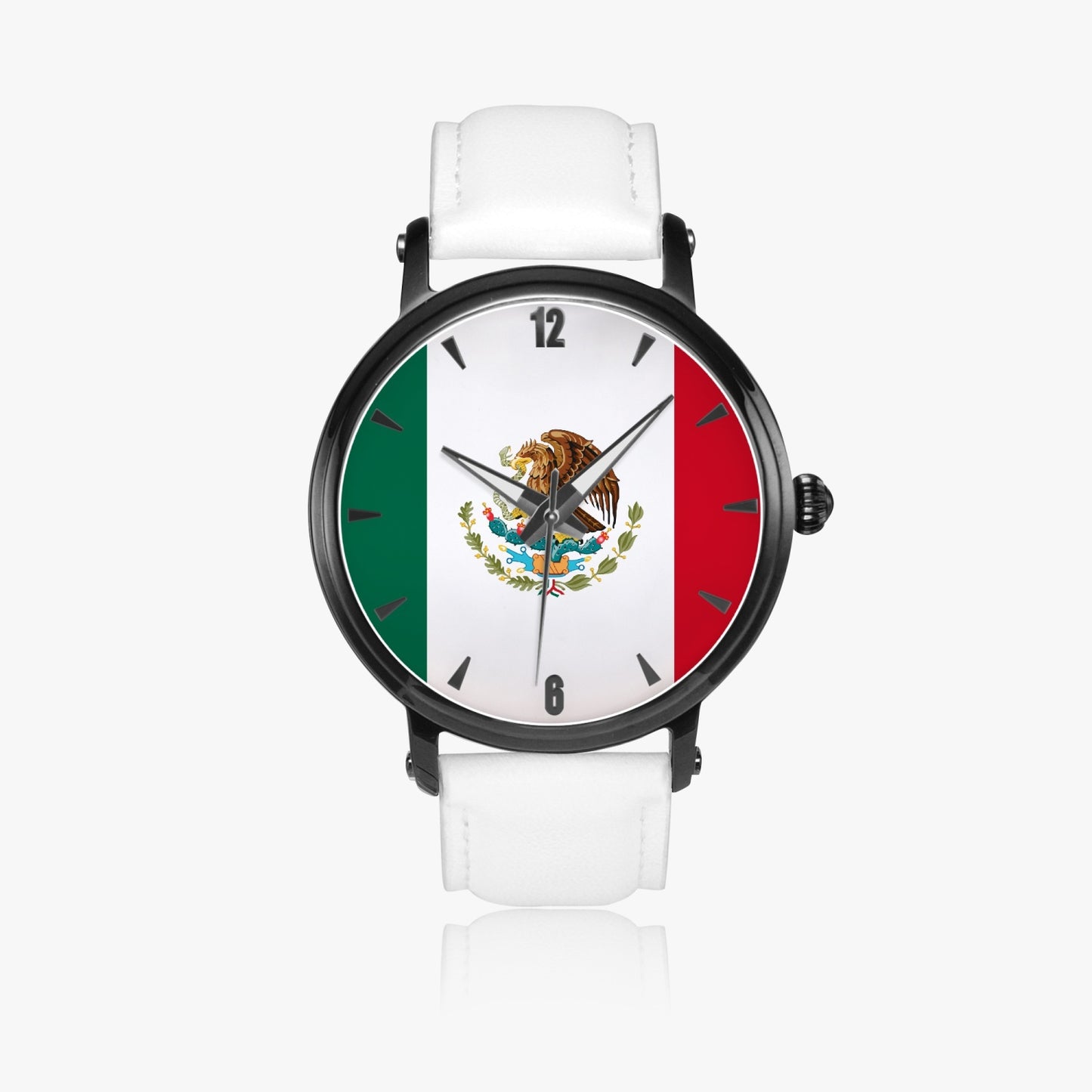 Mexico Pride Premium Leather Men's Watch - Silver / Rose Gold / Black