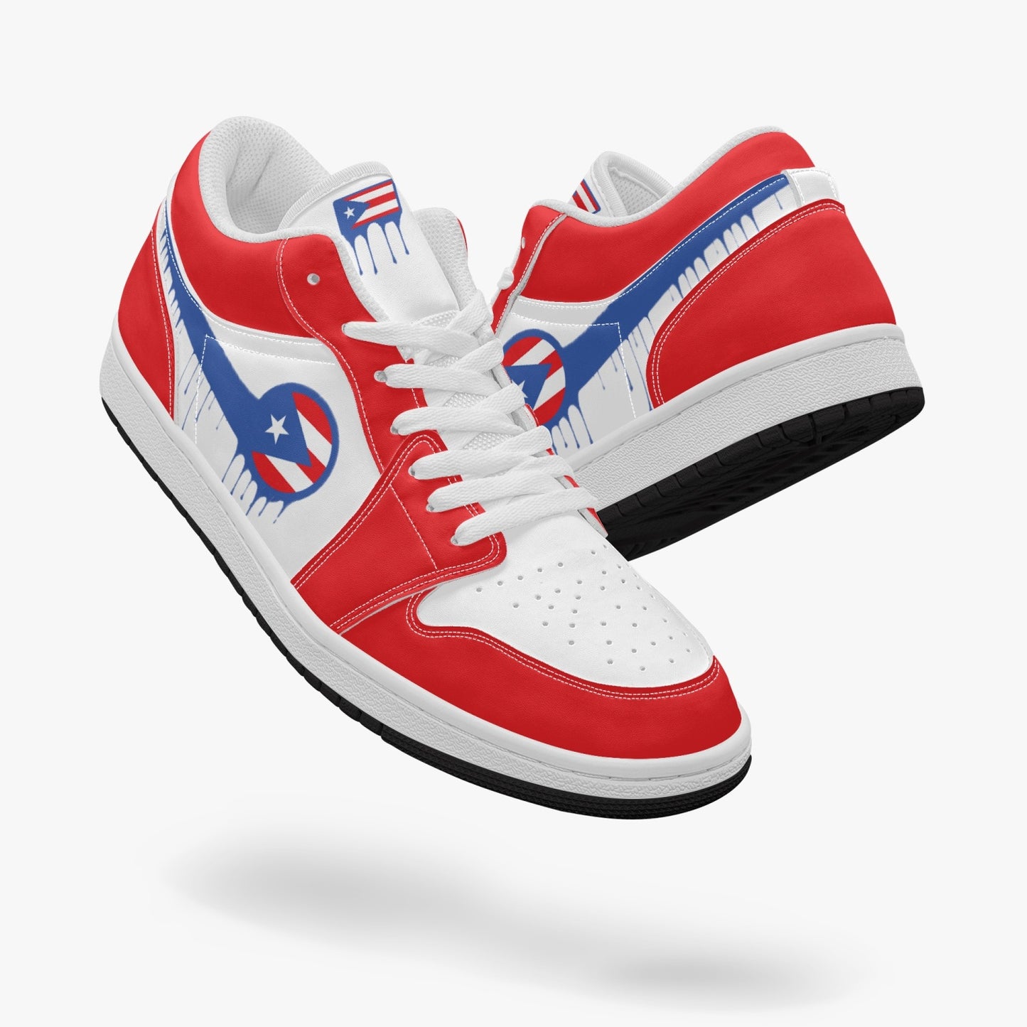 Air Puerto Rico Blue Drip / Red & White Low Tops (Black Sole) - Men's & Women's