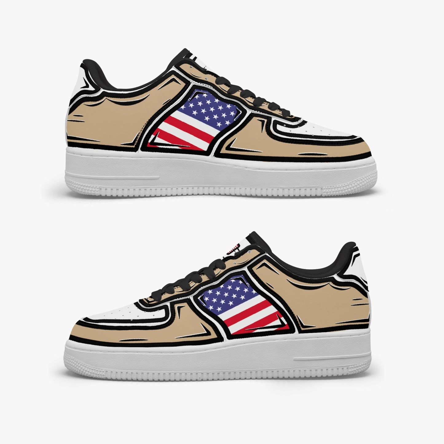 USA Cartoon Force 1 Low Tops (Tan) - Men's & Women's