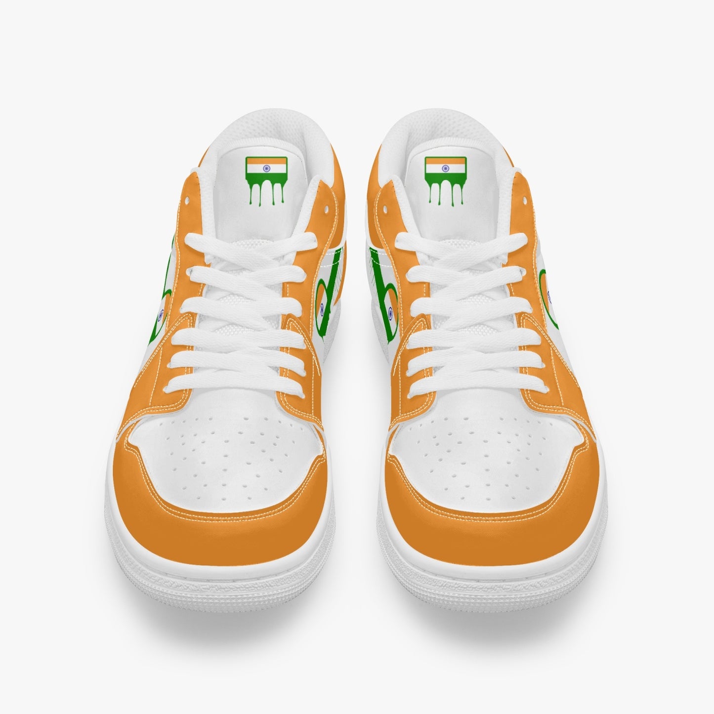 Air India Green Drip / Orange & White Low Tops (White Sole) - Men's & Women's
