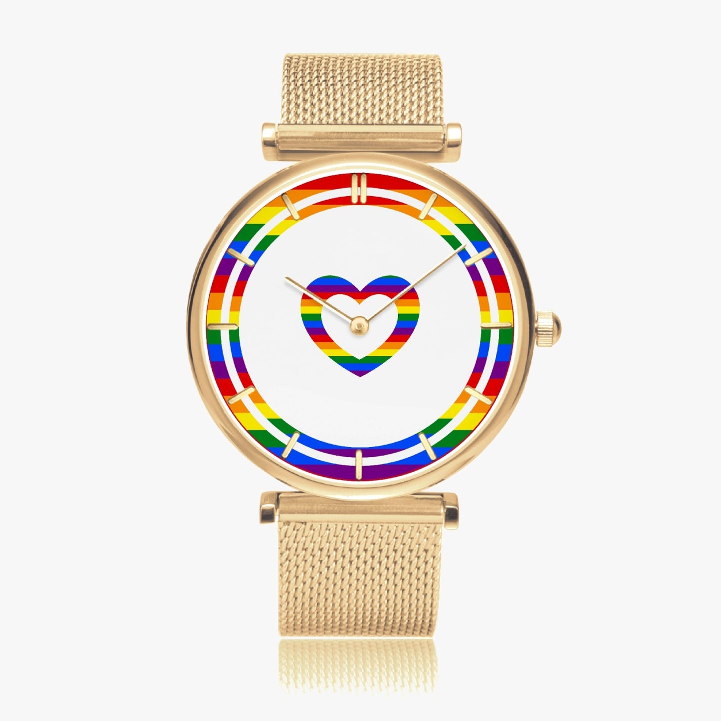 Rainbow Love Ultra Thin Women's Quartz Watch - Gold / Rose Gold / Silver