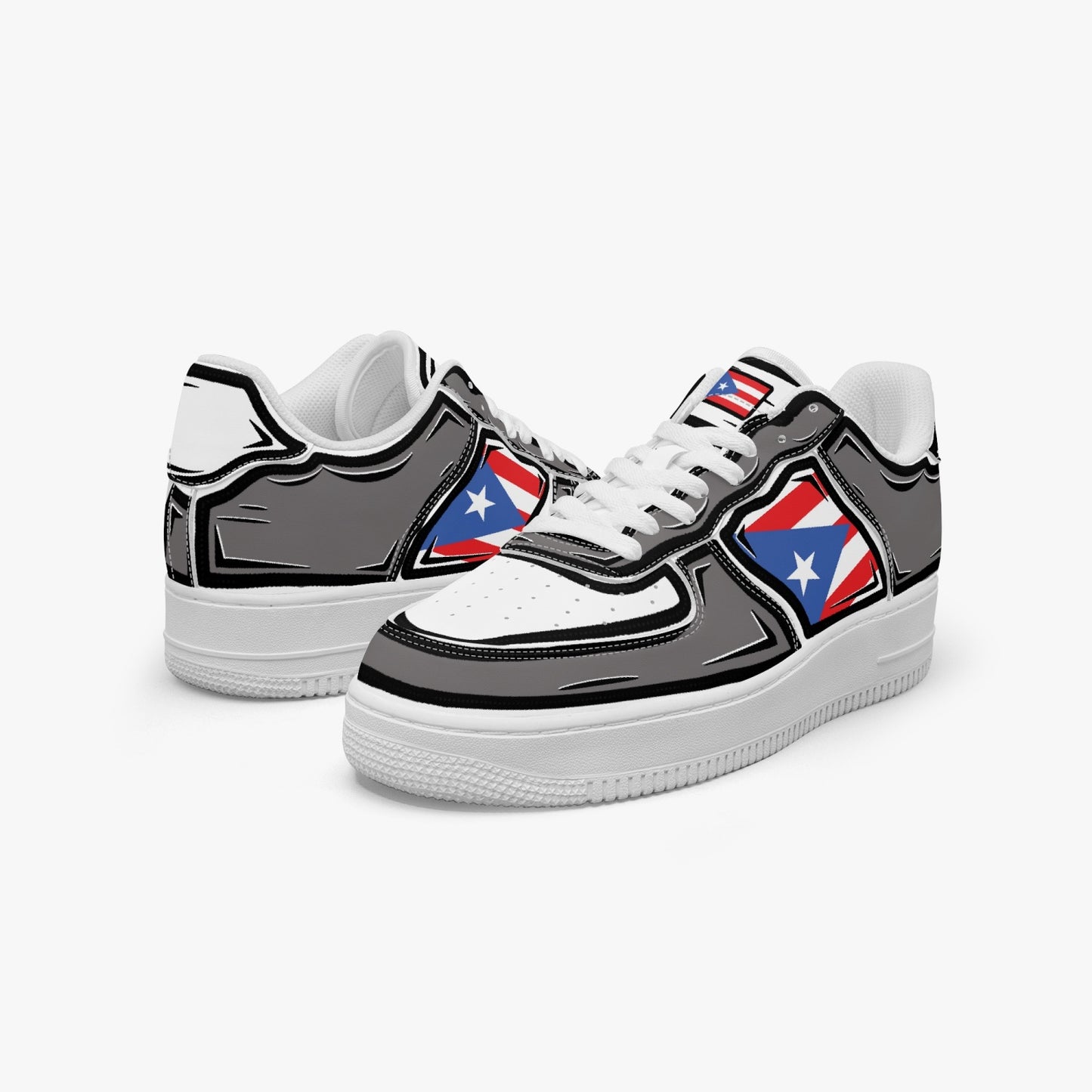 Puerto Rico Cartoon Force 1 Low Tops (Gray) - Men's & Women's