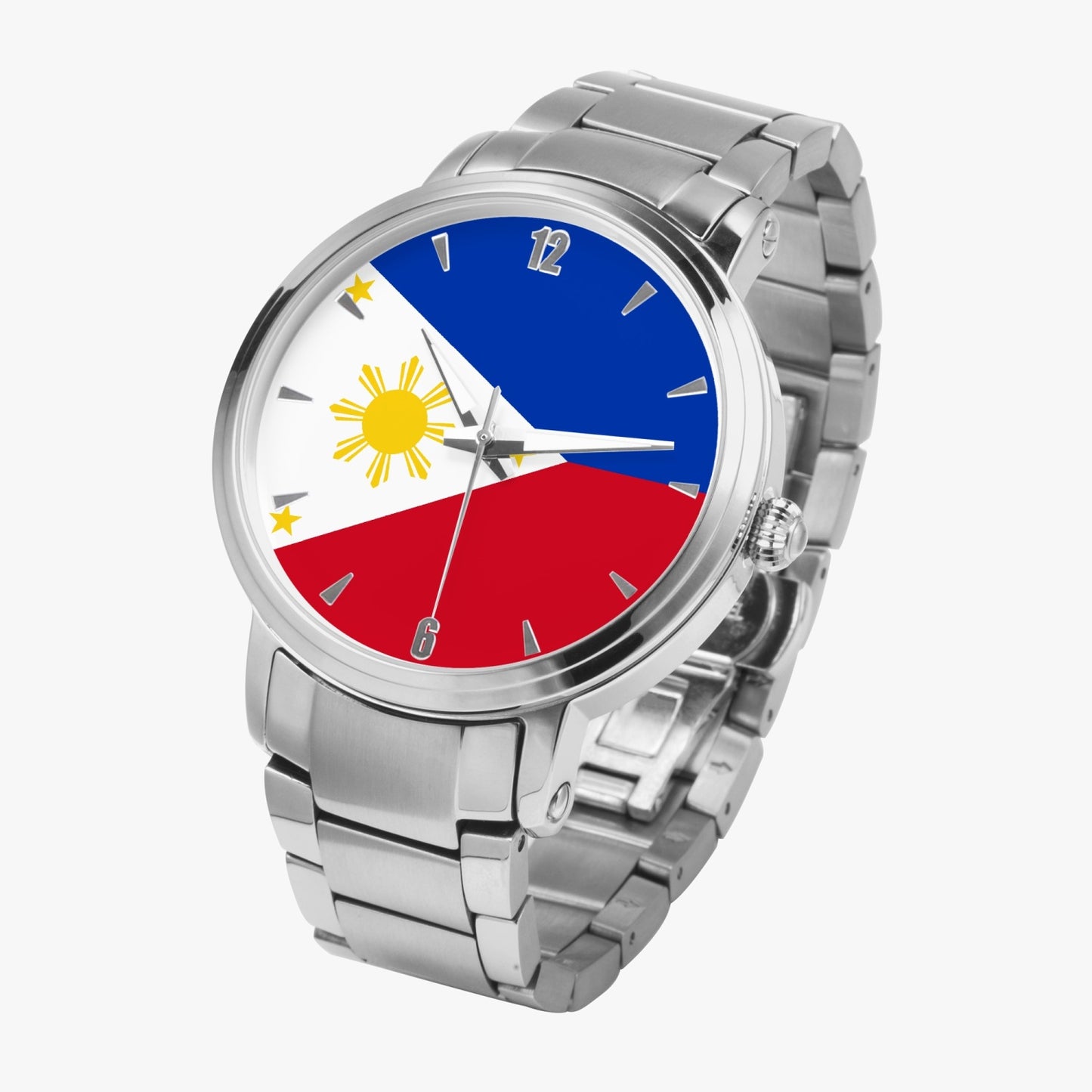 Philippines Pride Stainless Steel Luxury Men's Watch - Silver / Rose Gold / Black