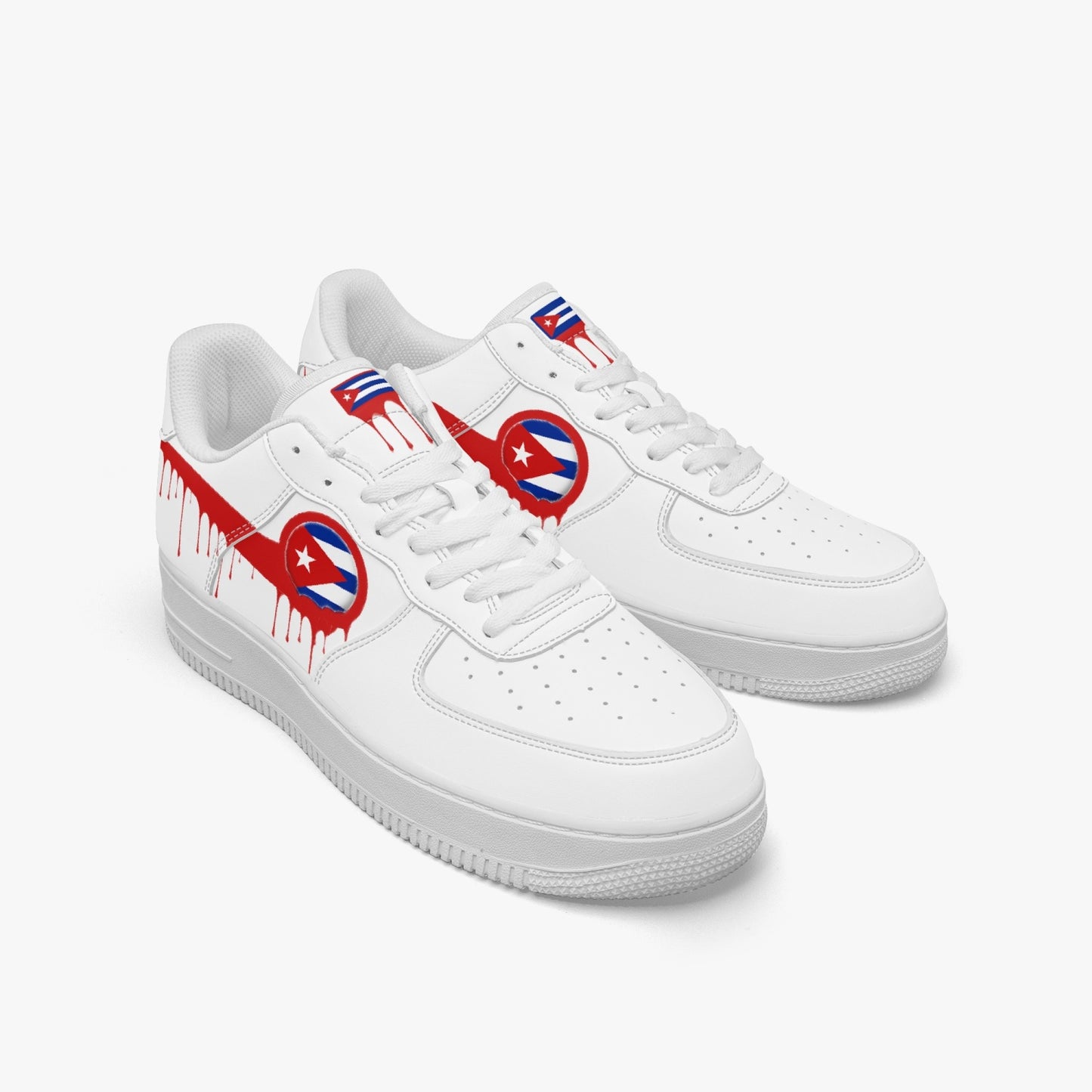 Cuba Red Drip R-Force 1 Low Tops (White) - Men's & Women's