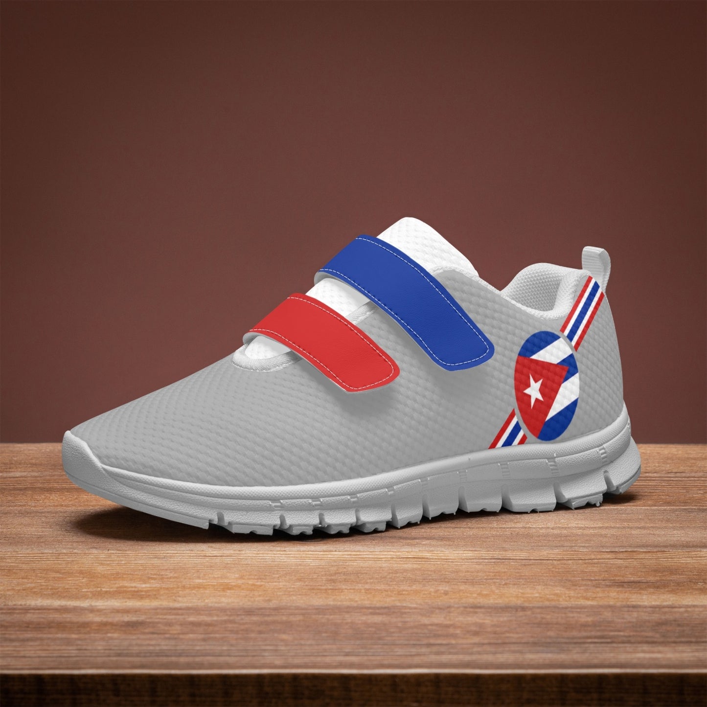 Cuba Pride Kid's Lightweight Velcro Mesh Sneaker - Gray