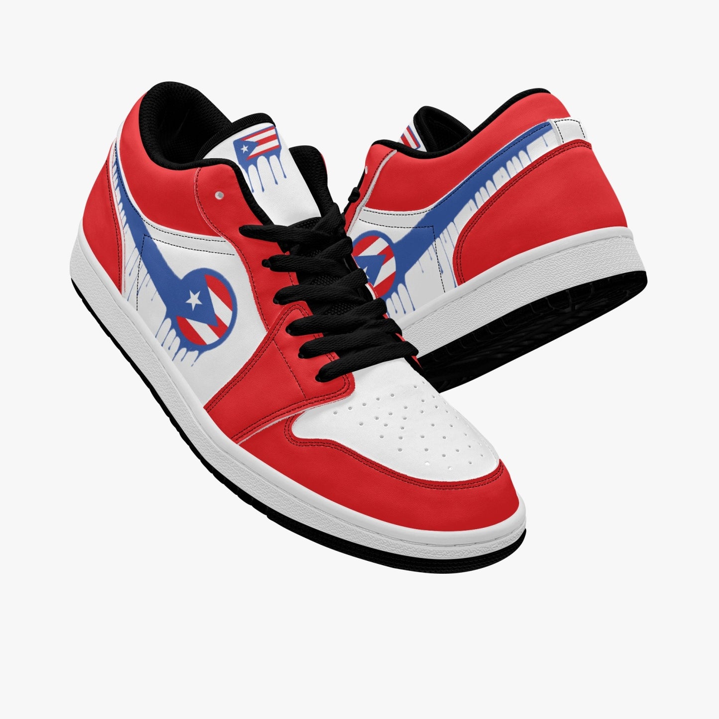Air Puerto Rico Blue Drip / Red & White Low Tops (Black Sole) - Men's & Women's
