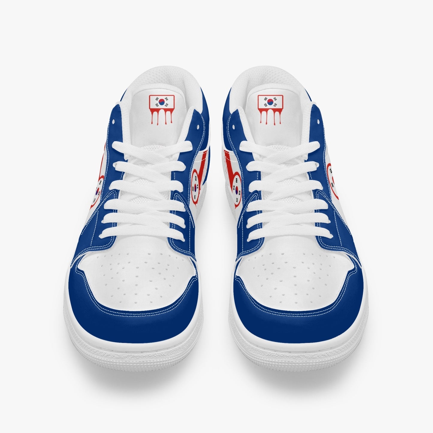Air Korea Red Drip / Blue & White Low Tops (White Sole) - Men's & Women's