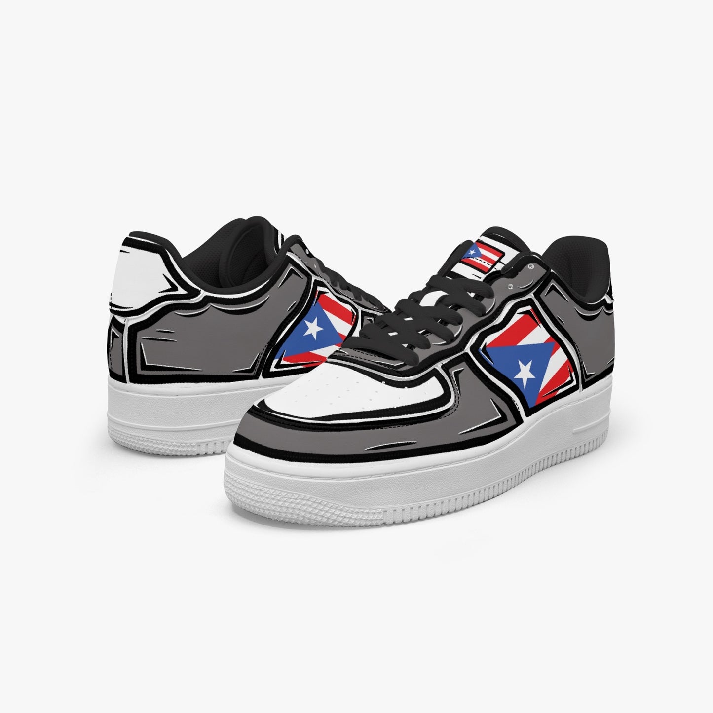 Puerto Rico Cartoon Force 1 Low Tops (Gray) - Men's & Women's