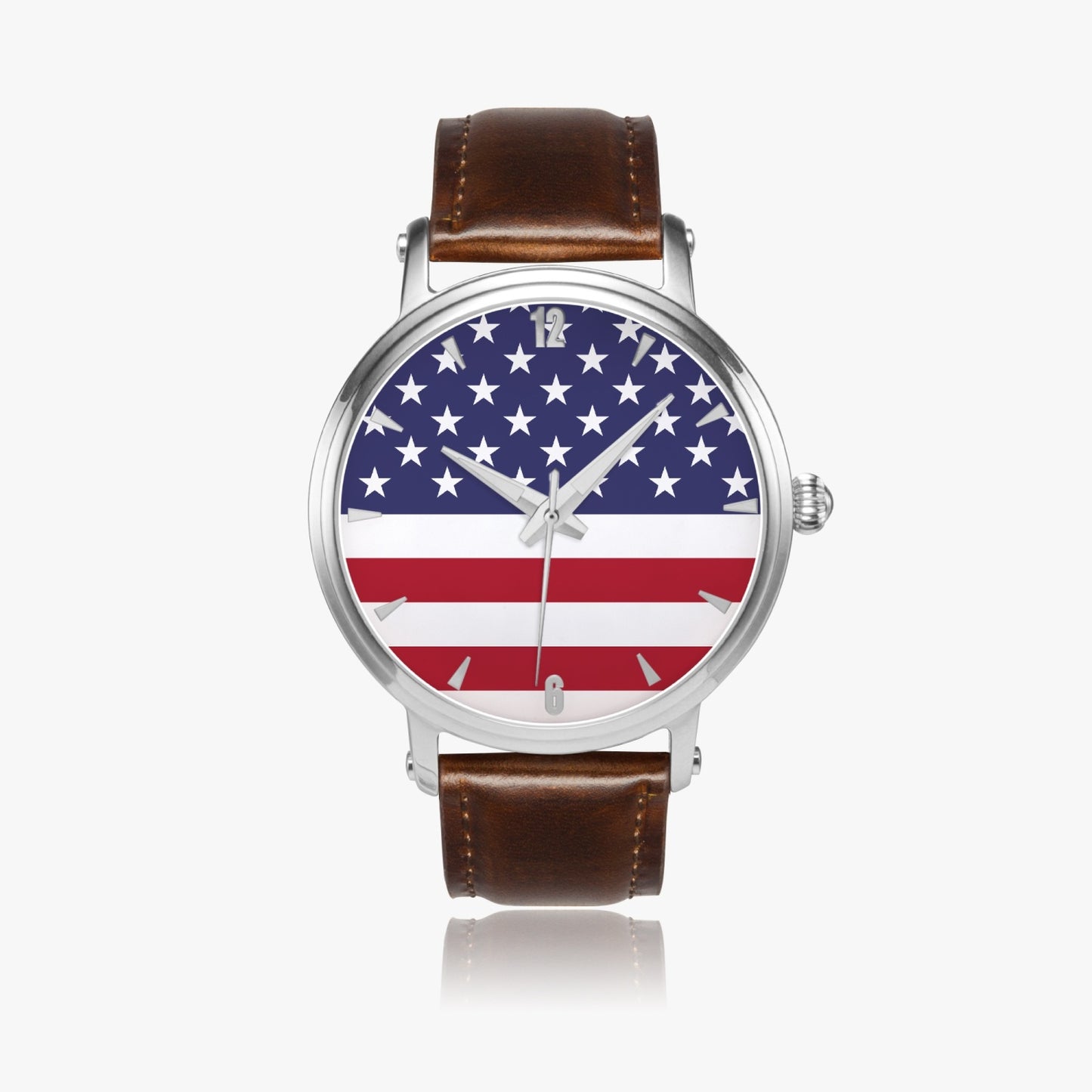 American Pride Premium Leather Men's Watch - Silver / Rose Gold / Black