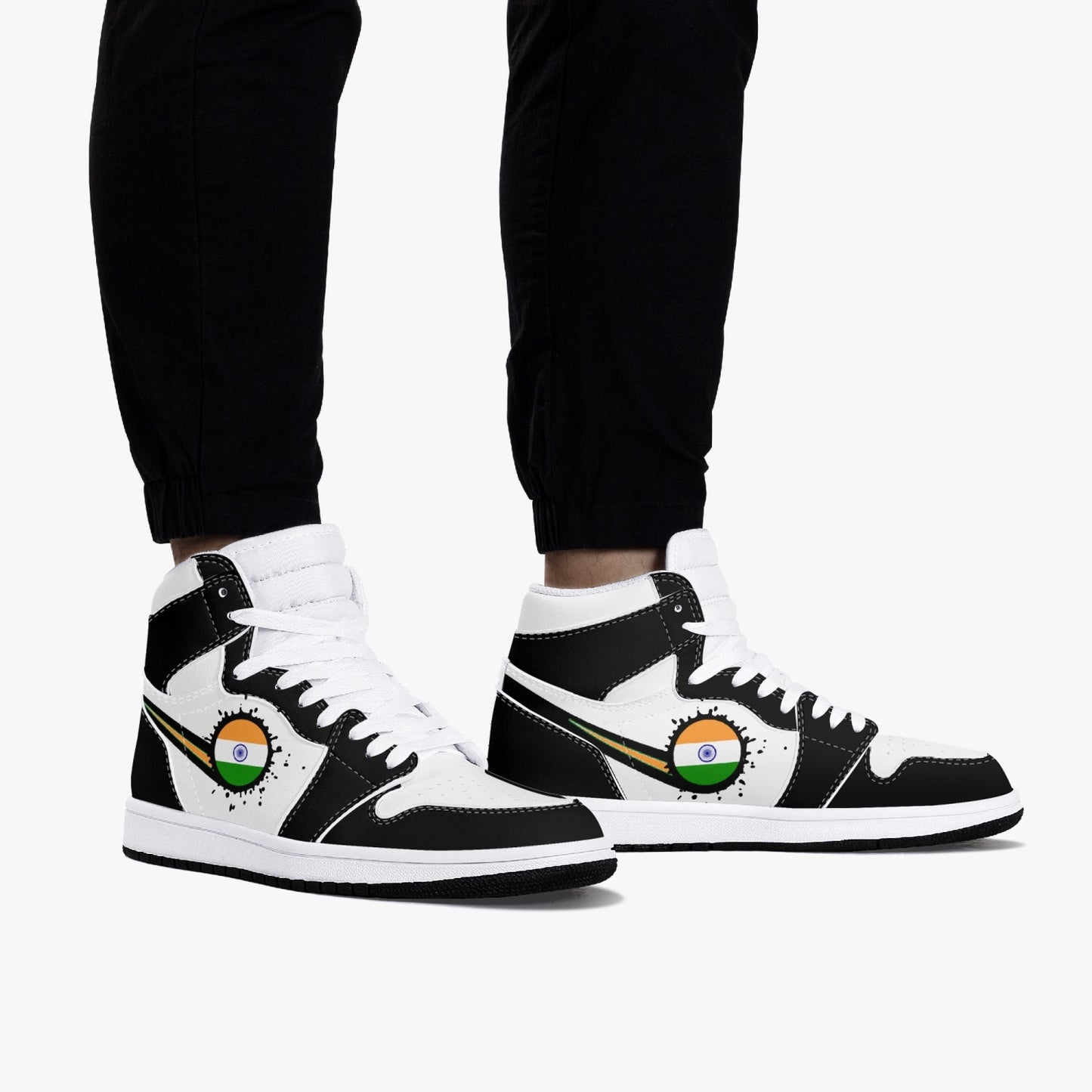 Air India Splattered Icon Black/White High Tops (Black Sole) - Men's & Women's