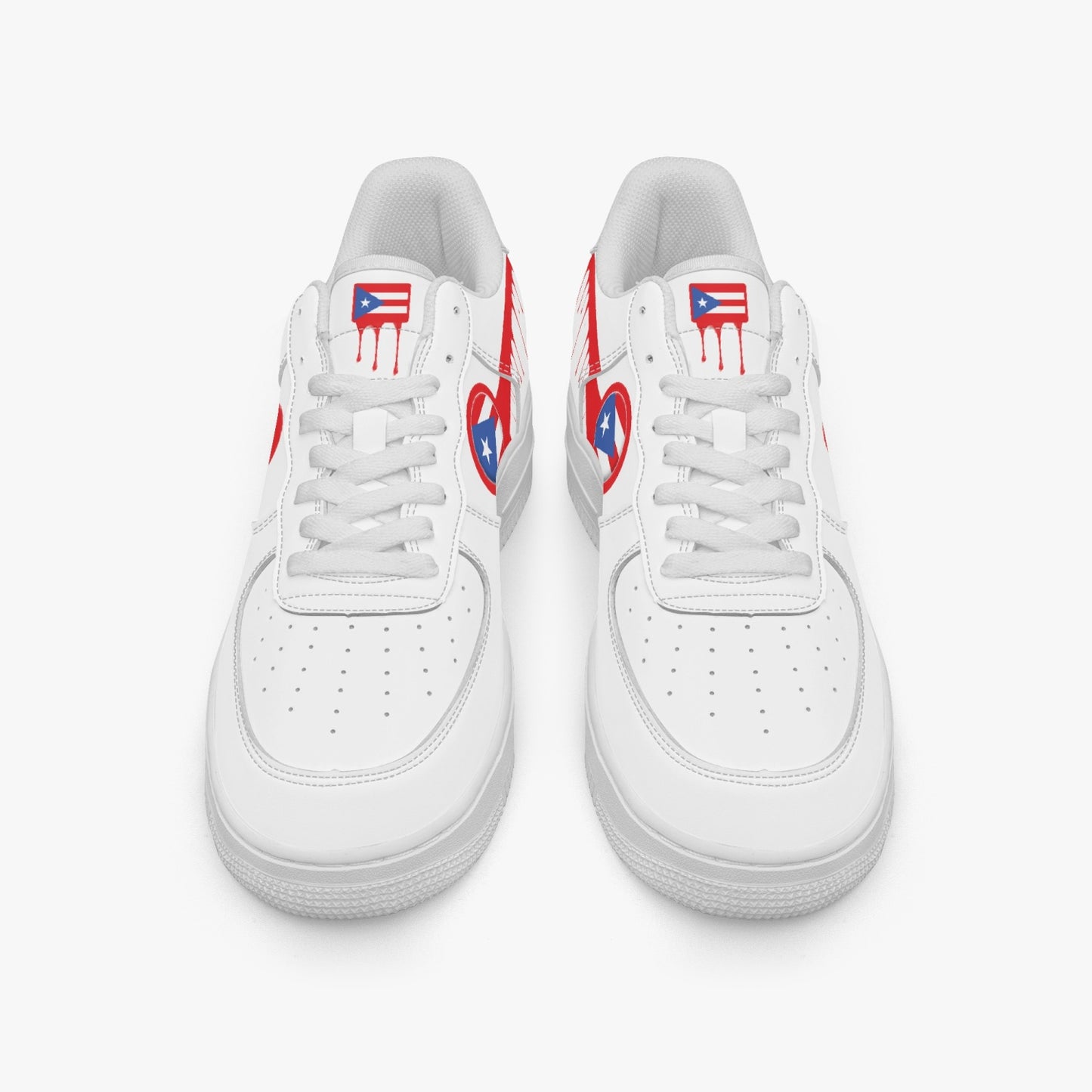 Puerto Rico Red Drip R-Force 1 Low Tops (White) - Men's & Women's