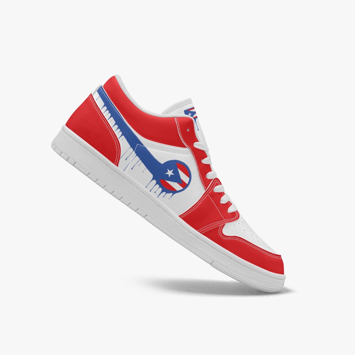 Air Puerto Rico Blue Drip / Red & White Low Tops (White Sole) - Men's & Women's
