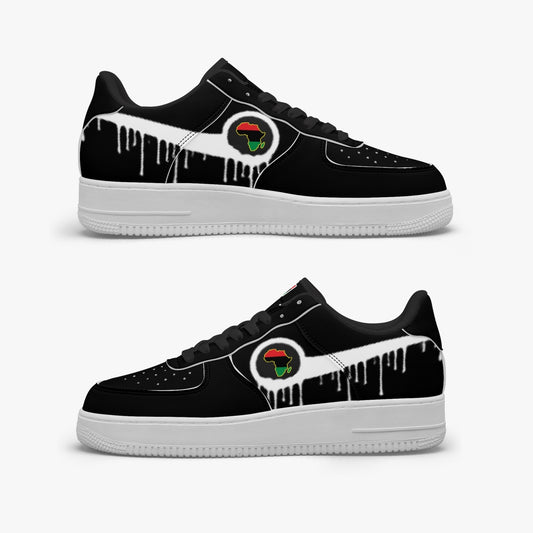 Africa Blurred White Drip R-Force 1 Low Tops (Black) - Men's & Women's