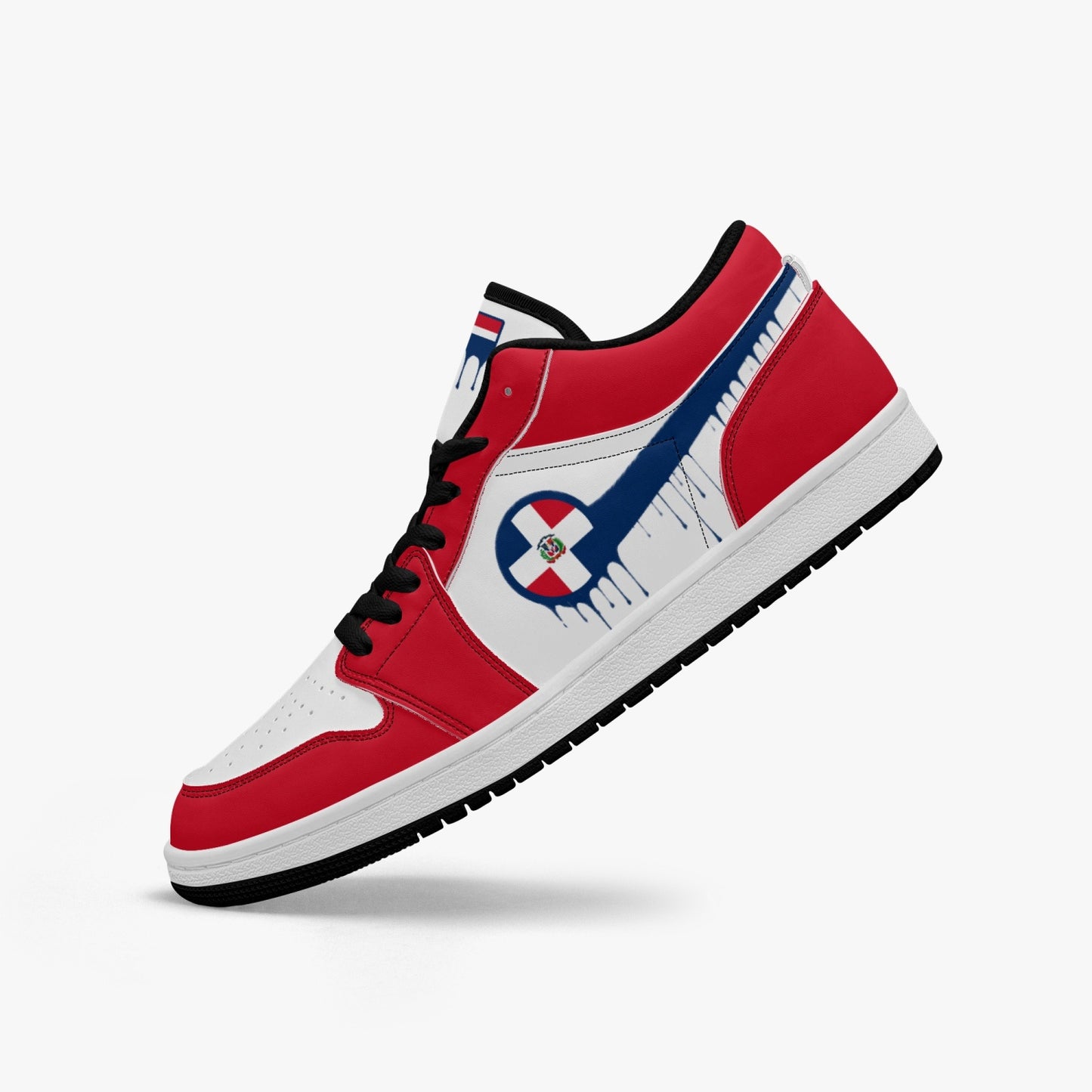 Air Dominican Blue Drip / Red & White Low Tops (Black Sole) - Men's & Women's