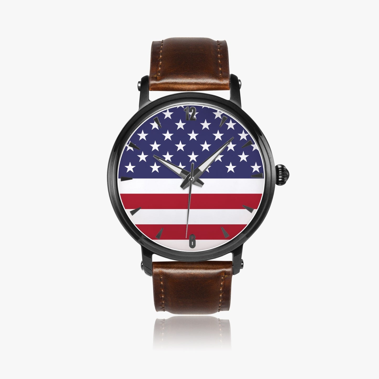 American Pride Premium Leather Men's Watch - Silver / Rose Gold / Black