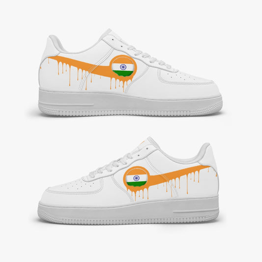 India Orange Drip R-Force 1 Low Tops (White) - Men's & Women's