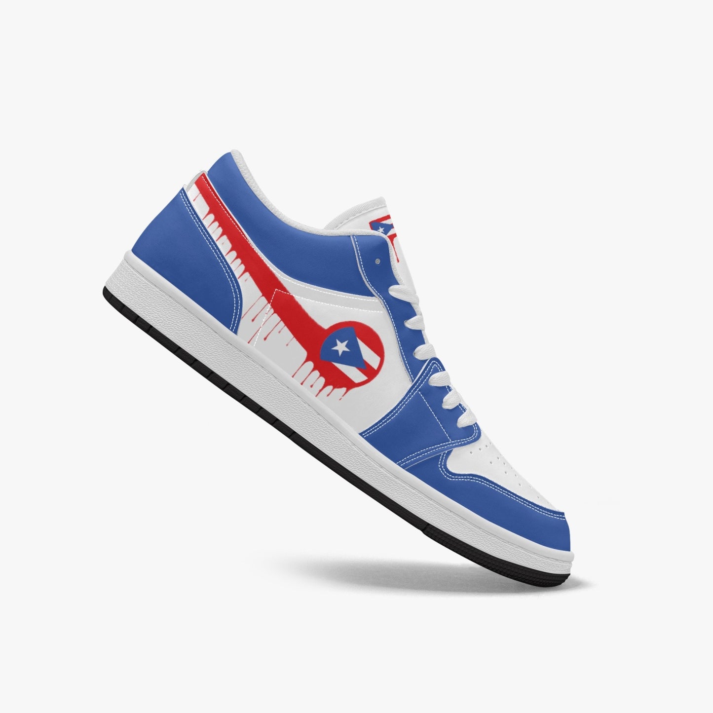 Air Puerto Rico Red Drip / Blue & White Low Tops (Black Sole) - Men's & Women's