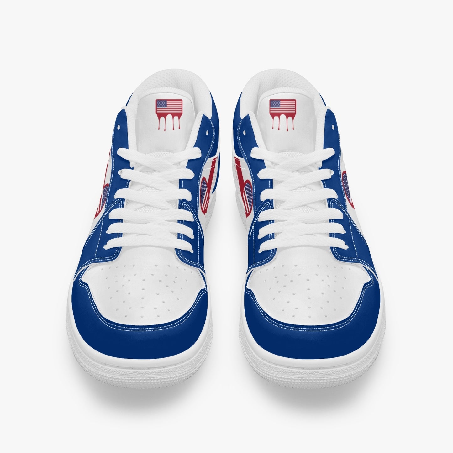 Air America Red Drip / Blue & White Low Tops (White Sole) - Men's & Women's