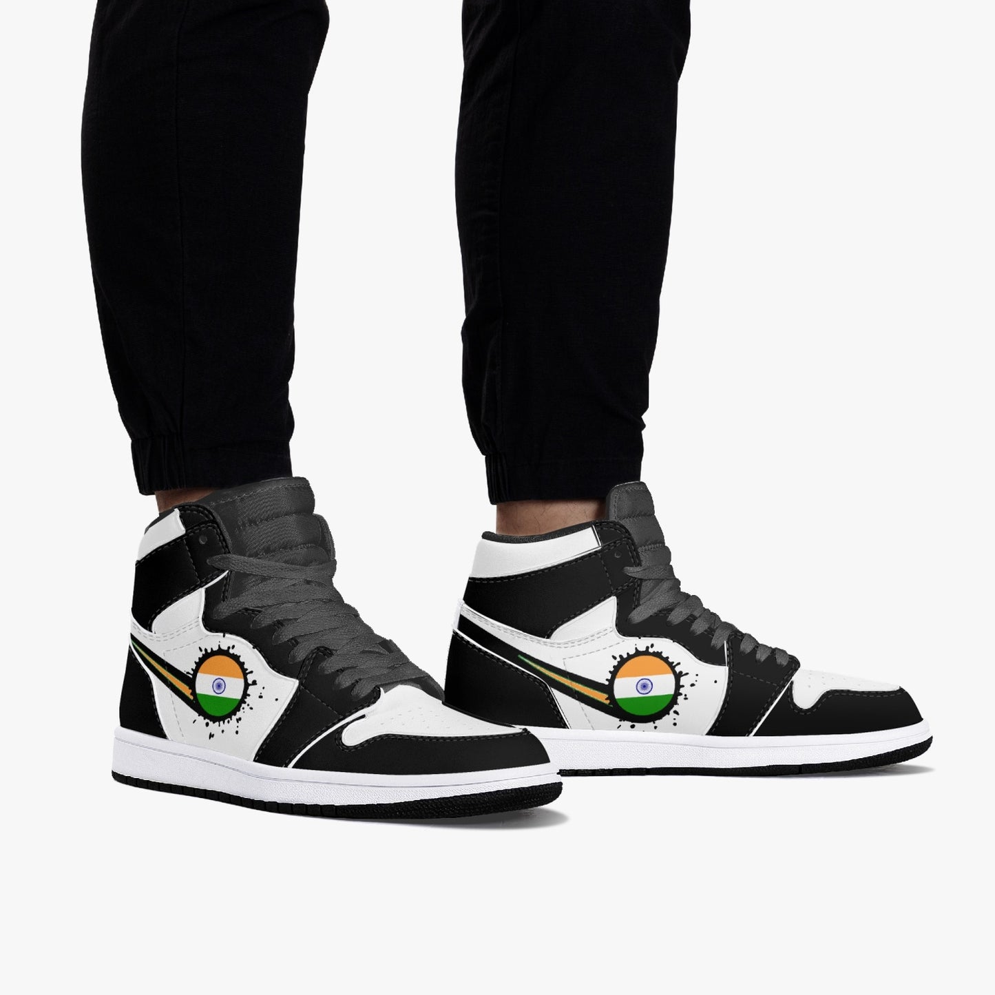 Air India Splattered Icon Black/White High Tops (Black Sole) - Men's & Women's