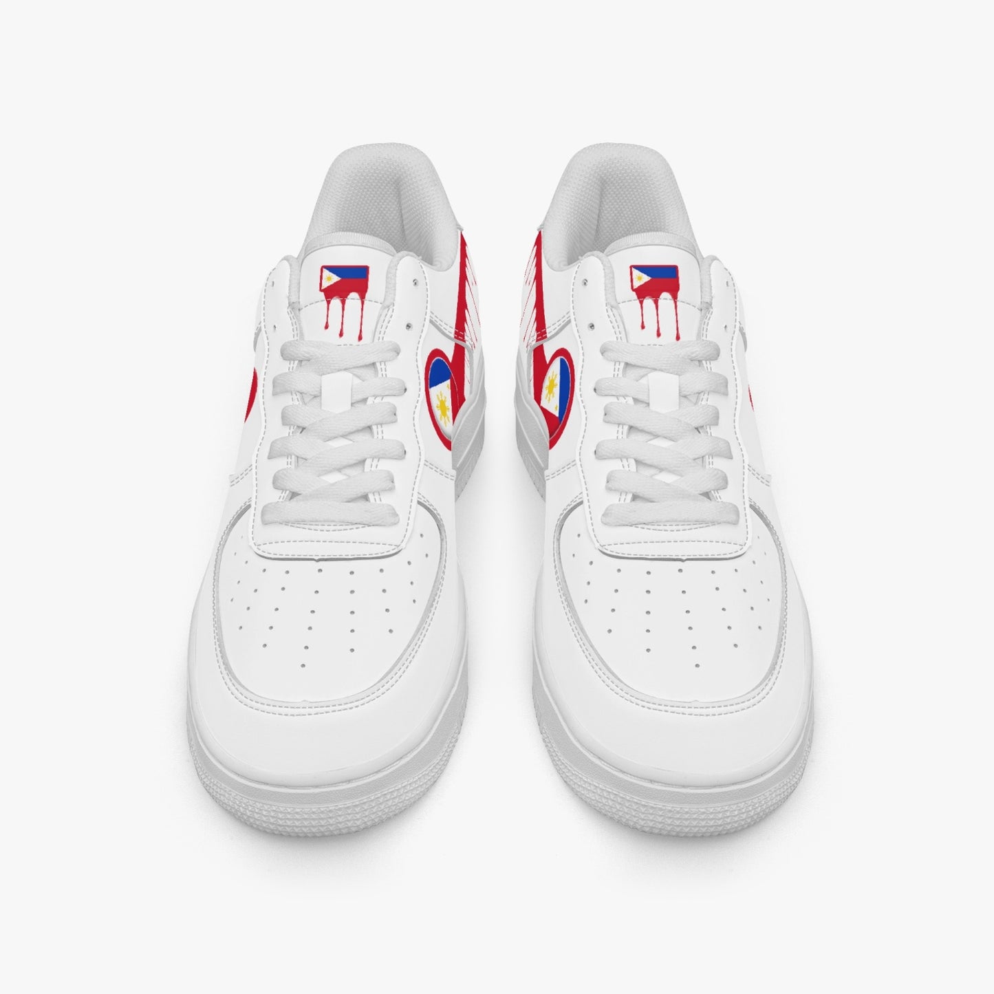 Philippines Red Drip R-Force 1 Low Tops (White) - Men's & Women's