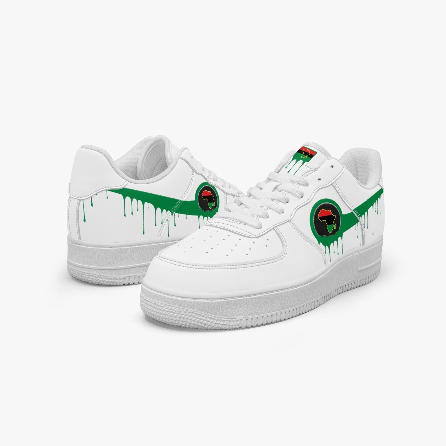 Africa Green Drip R-Force 1 Low Tops (White) - Men's & Women's