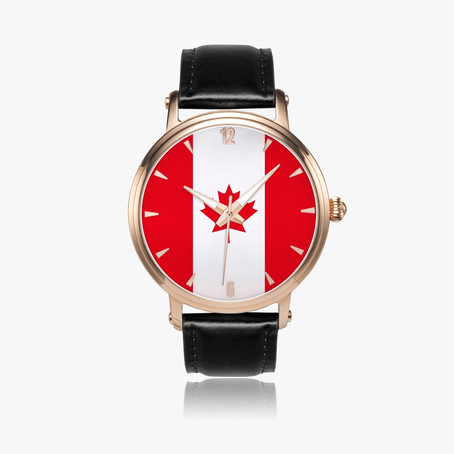 Canada Pride Premium Leather Men's Watch - Silver / Rose Gold / Black