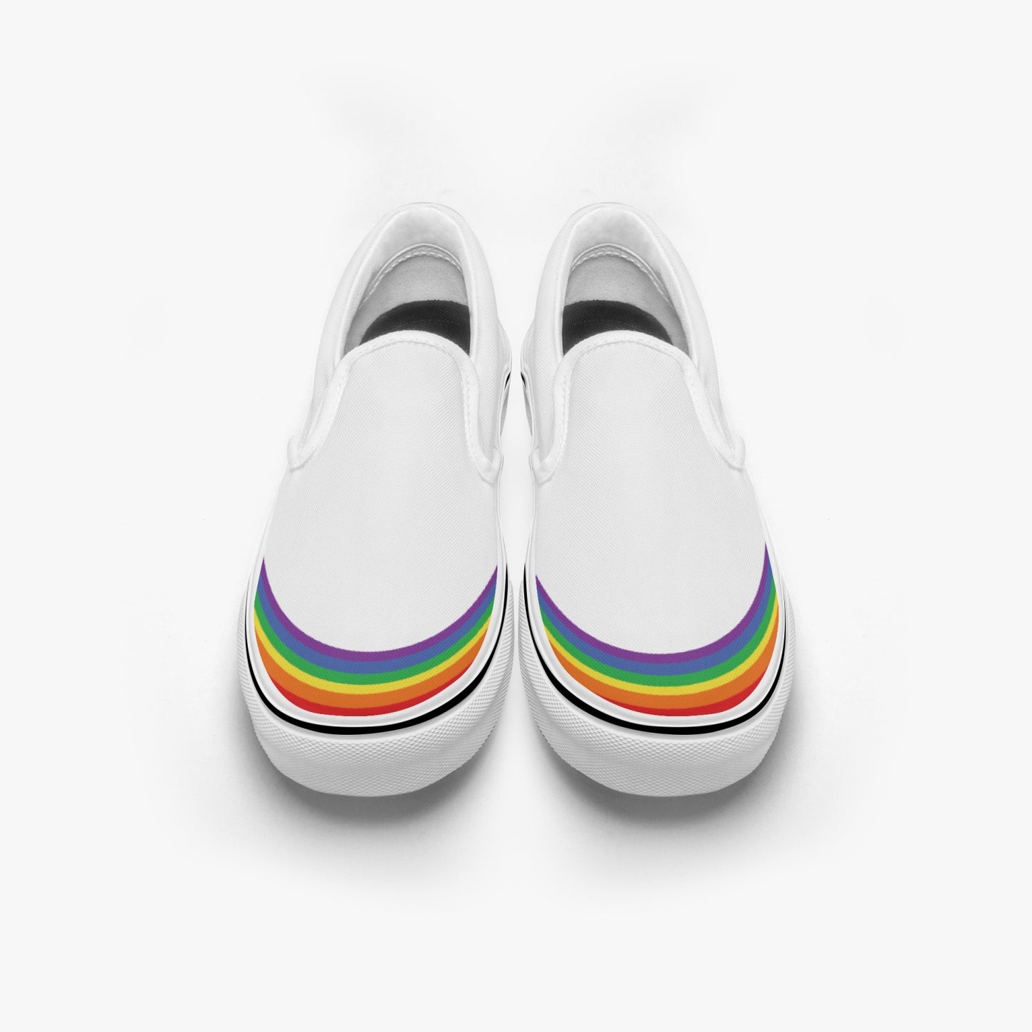 Rainbow Pride Canvas Slip-Ons (White) - Men's & Women's