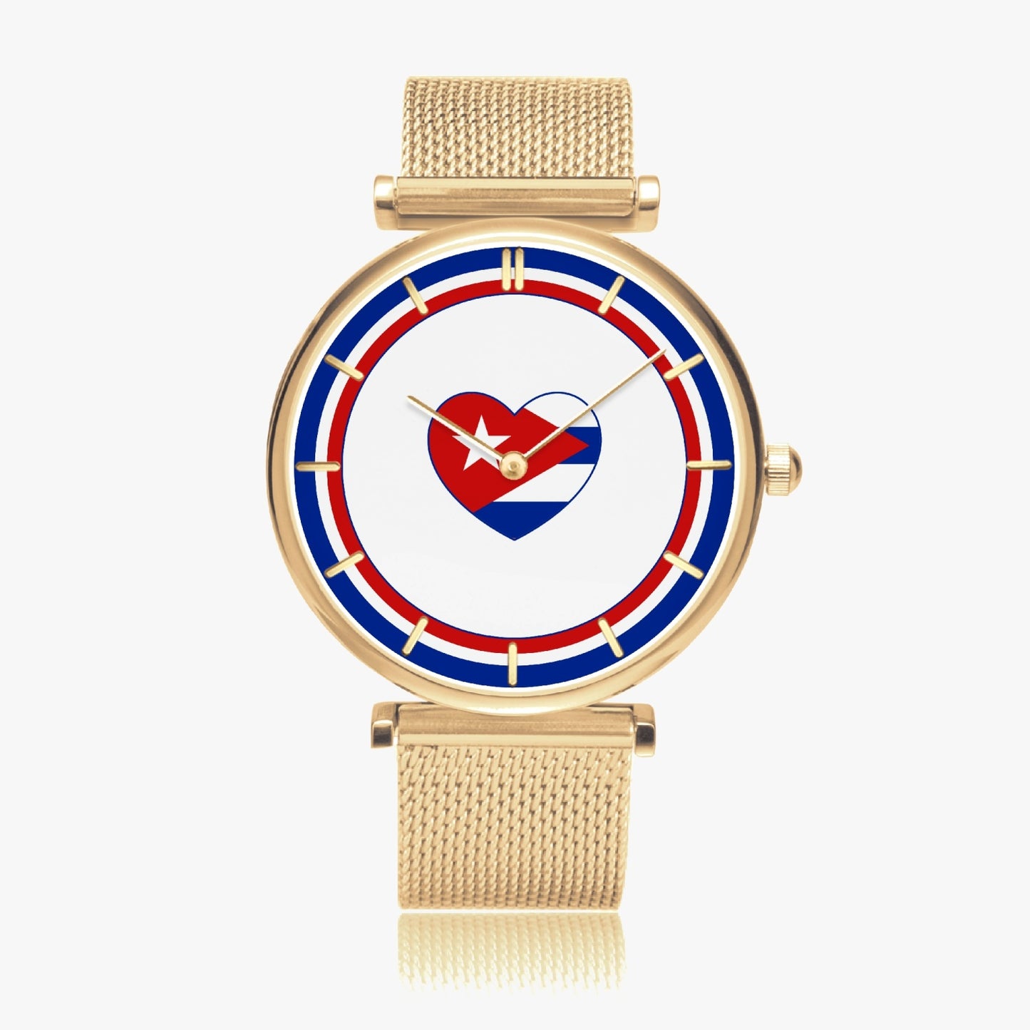 Cuba Love Ultra Thin Women's Quartz Watch - Gold / Rose Gold / Silver