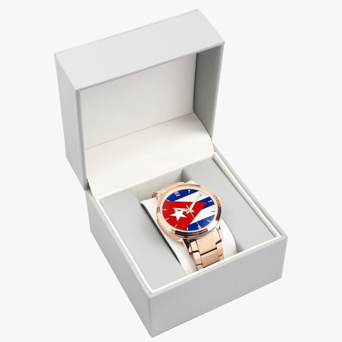 Cuba Pride Stainless Steel Luxury Men's Watch - Silver / Rose Gold / Black