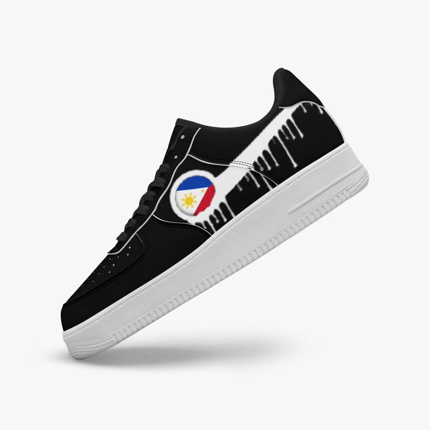 Philippines Blurred White Drip R-Force 1 Low Tops (Black) - Men's & Women's