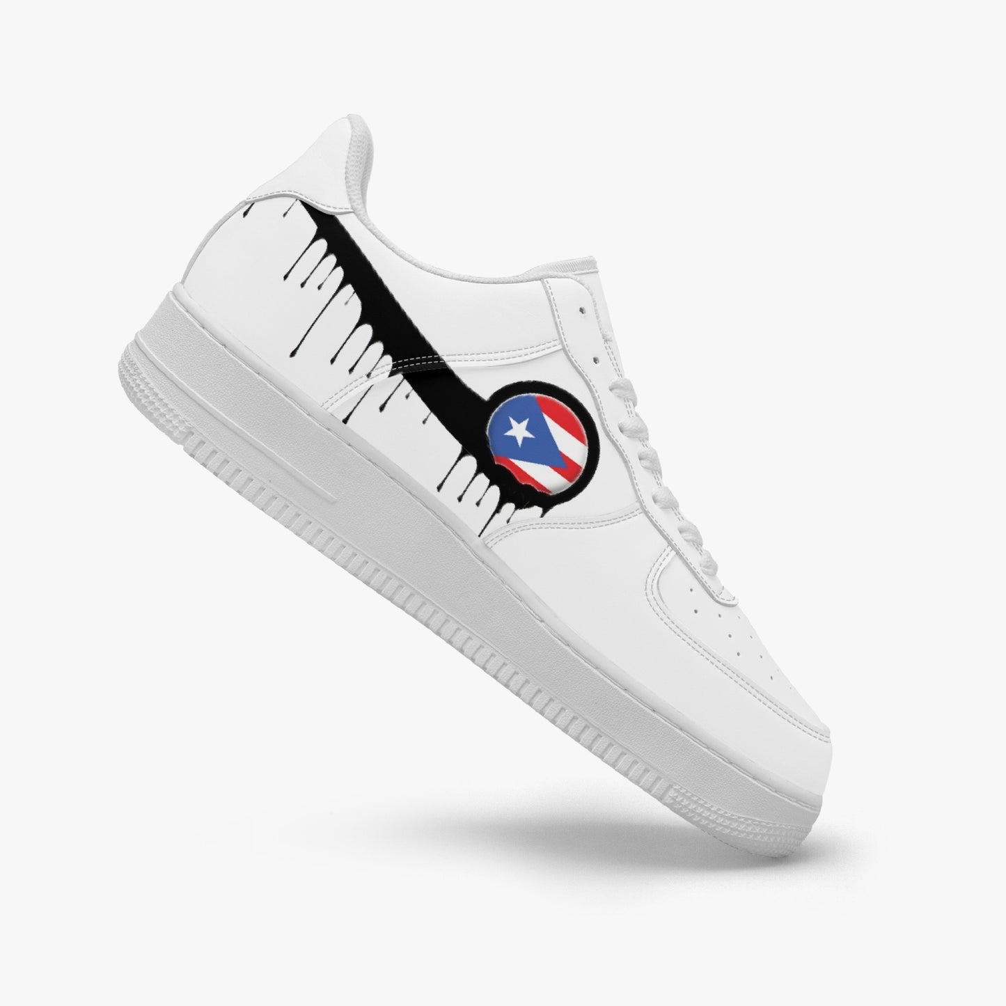 Puerto Rico Black Drip R-Force 1 Low Tops (White) - Men's & Women's