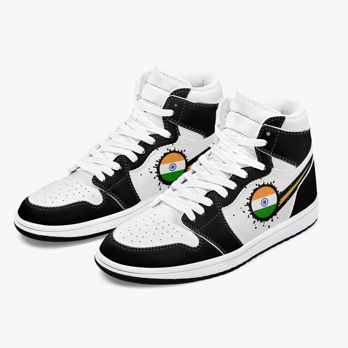 Air India Splattered Icon Black/White High Tops (Black Sole) - Men's & Women's