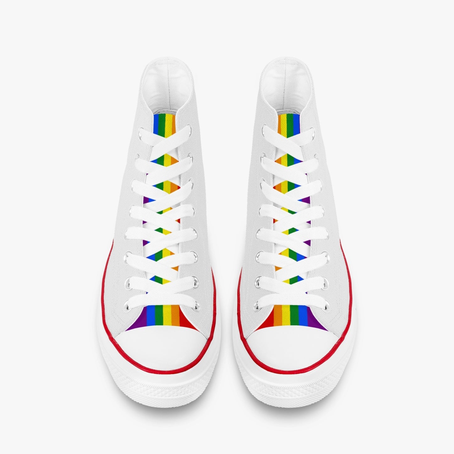Rainbow Pride Classic Canvas High Tops (White) - Men's & Women's