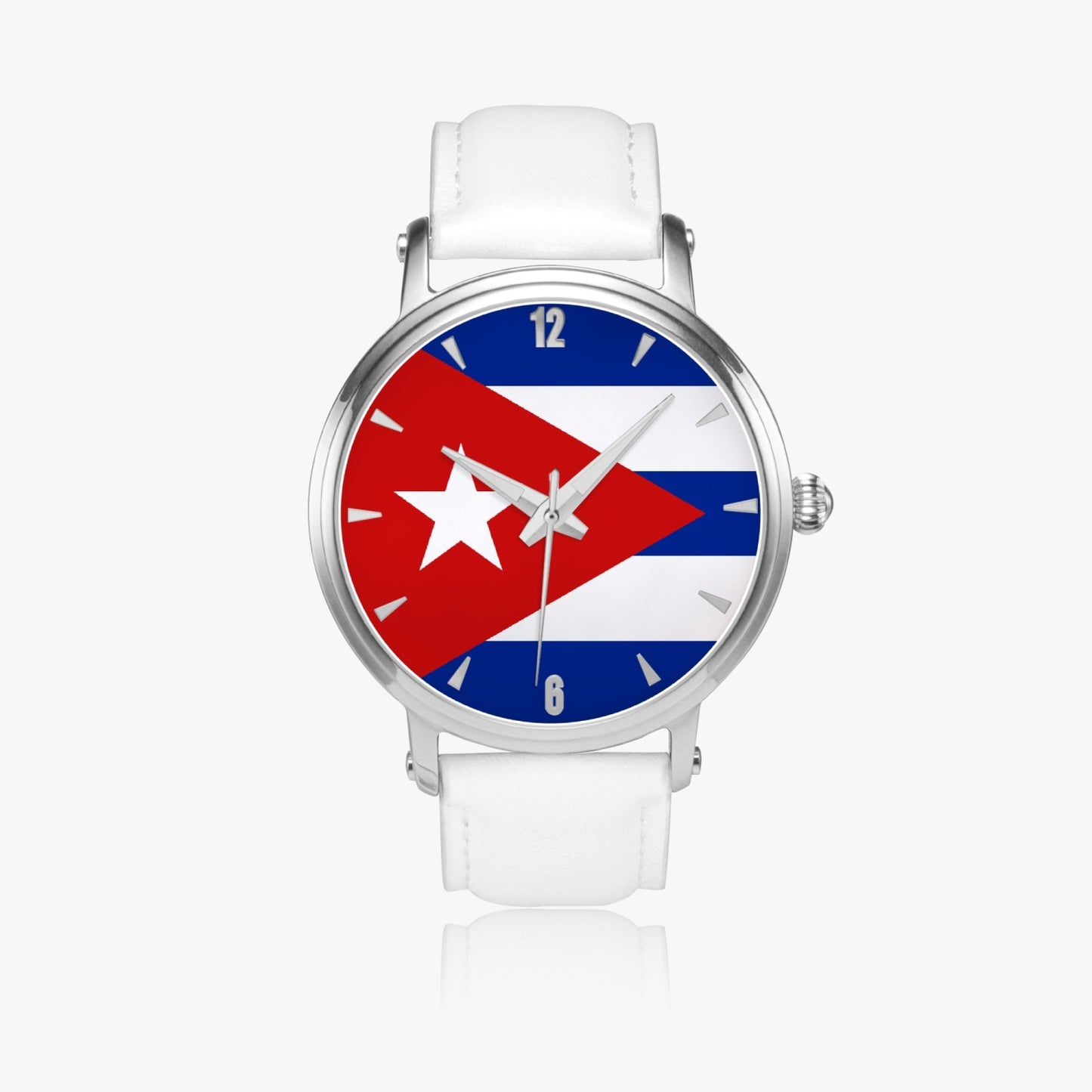 Cuba Pride Premium Leather Men's Watch - Silver / Rose Gold / Black