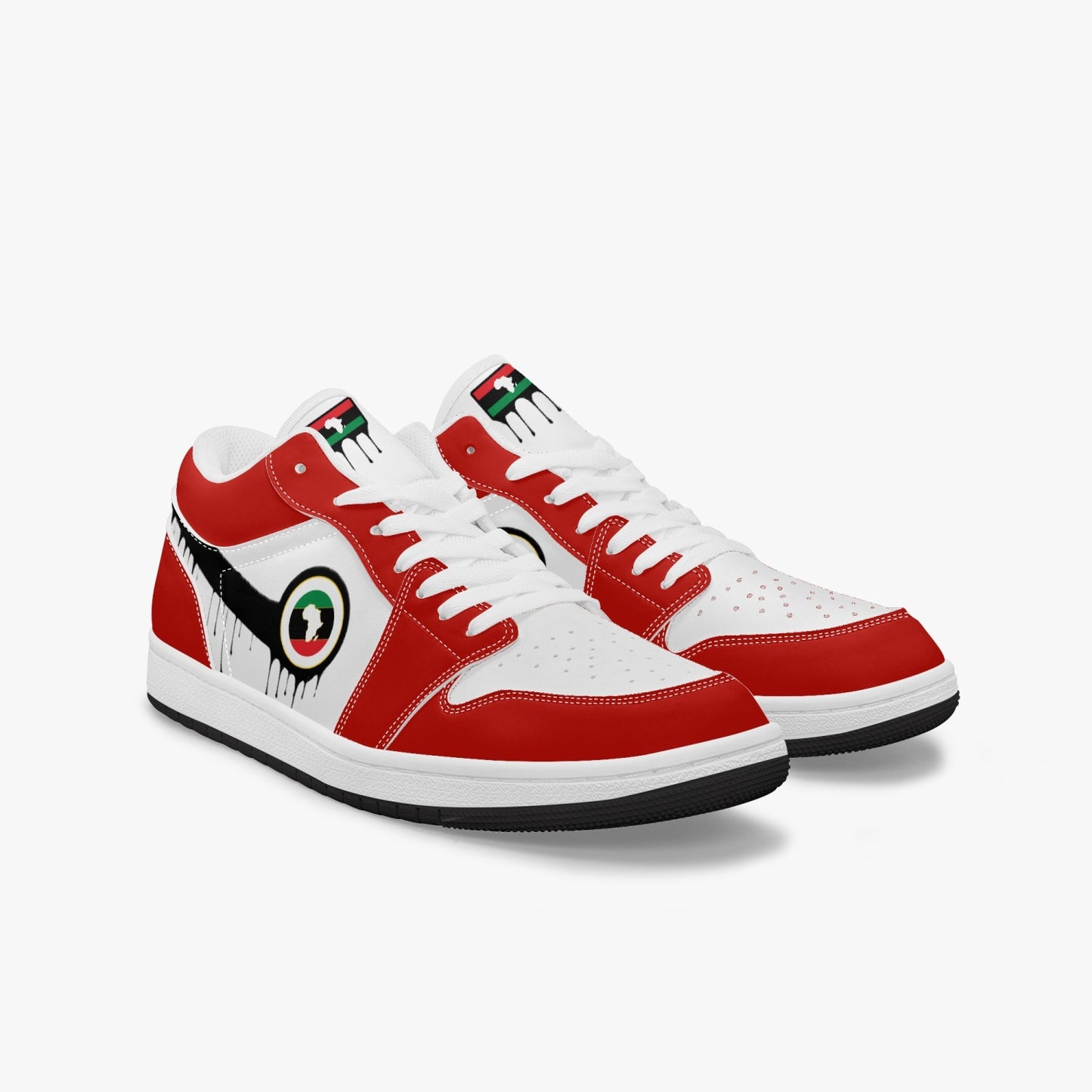 Air Africa Black Drip / Red & White Low Tops (Black Sole) - Men's & Women's