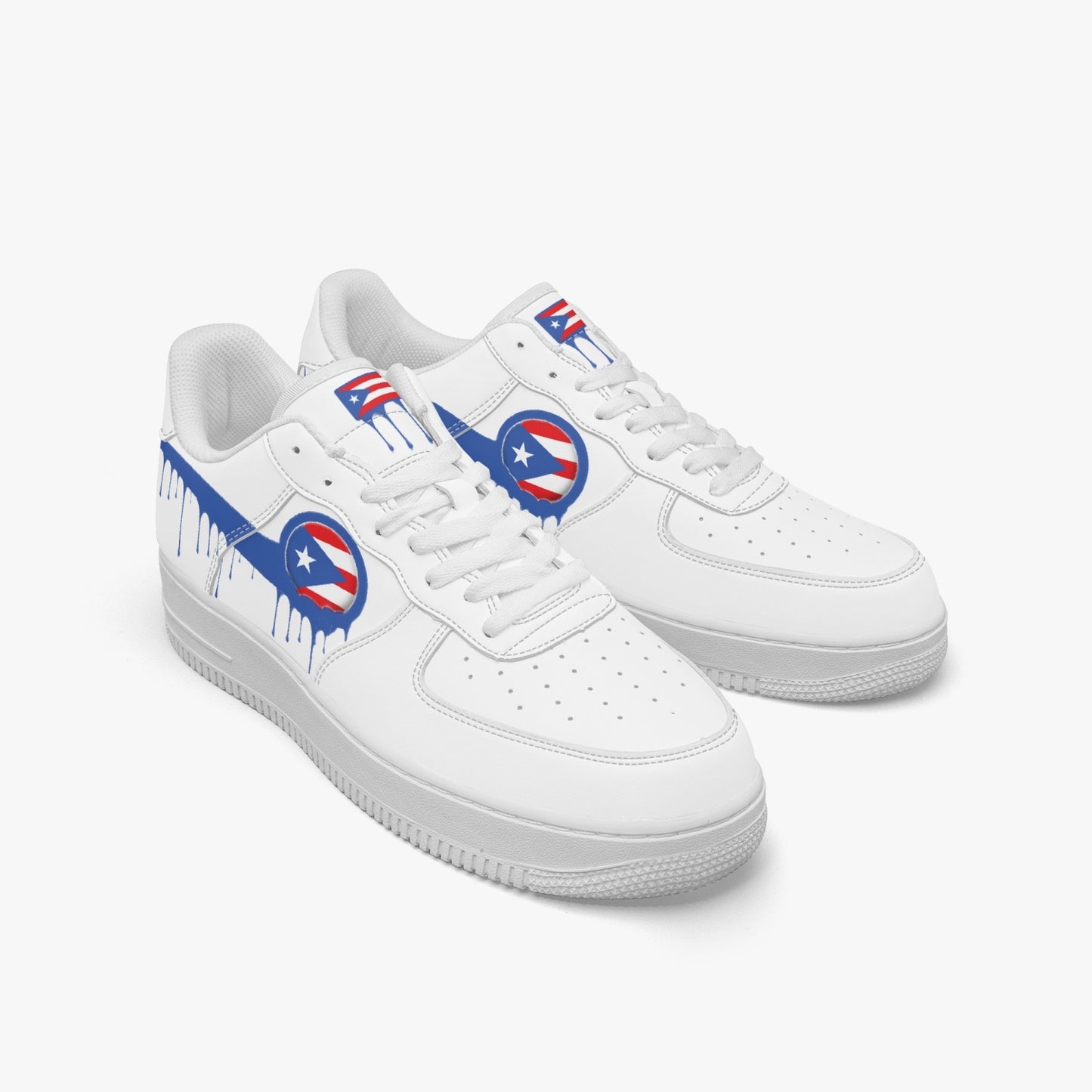 Puerto Rico Blue Drip R-Force 1 Low Tops (White) - Men's & Women's