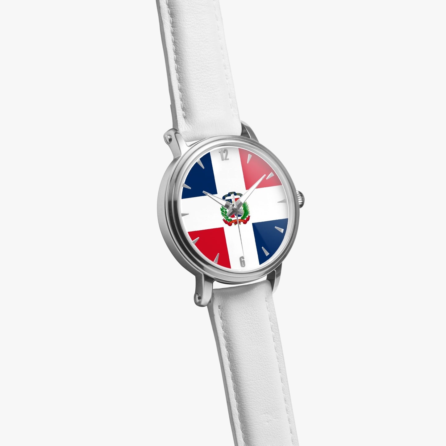 Dominican Pride Premium Leather Men's Watch - Silver / Rose Gold / Black