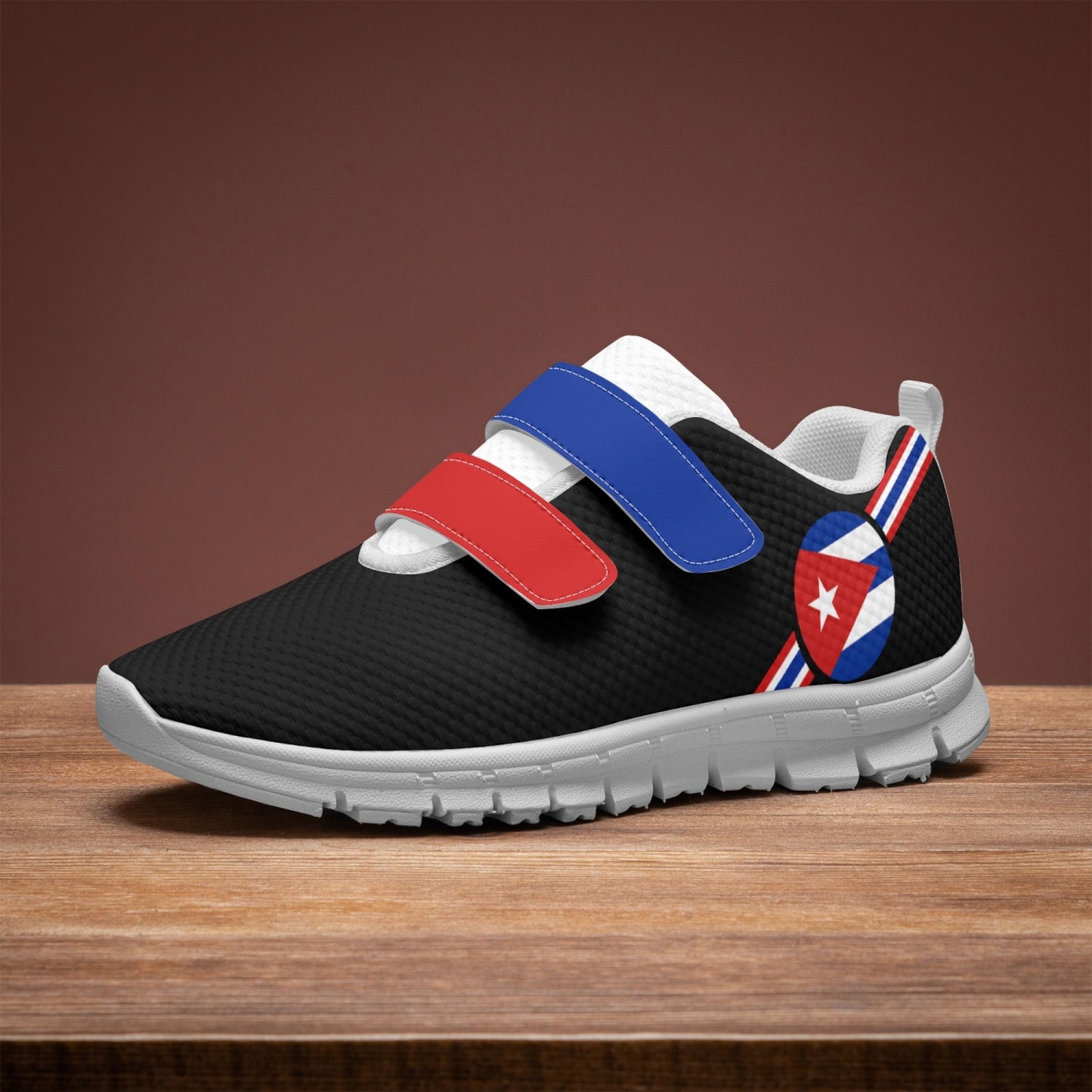Cuba Pride Kid's Lightweight Velcro Mesh Sneaker - Black