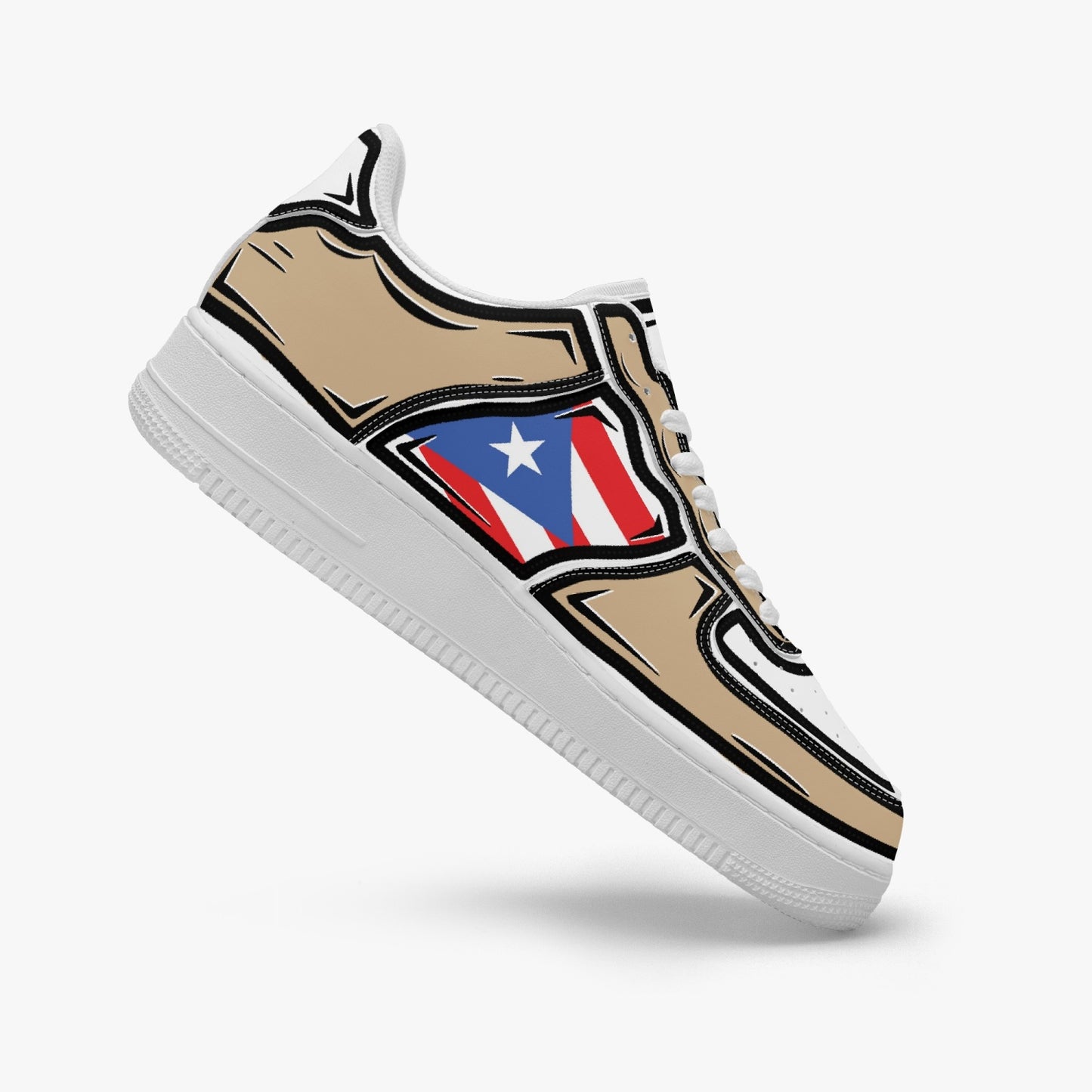 Puerto Rico Cartoon Force 1 Low Tops (Tan) - Men's & Women's