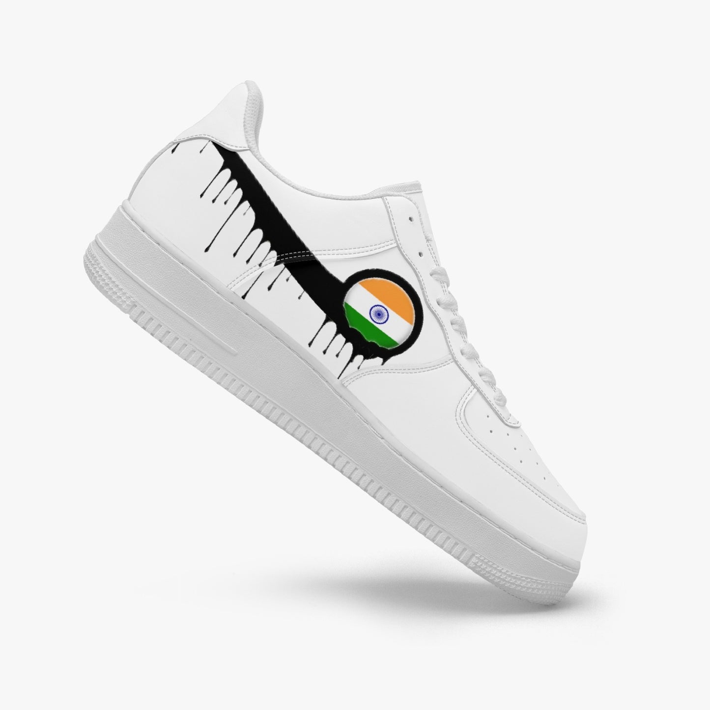 India Black Drip R-Force 1 Low Tops (White) - Men's & Women's