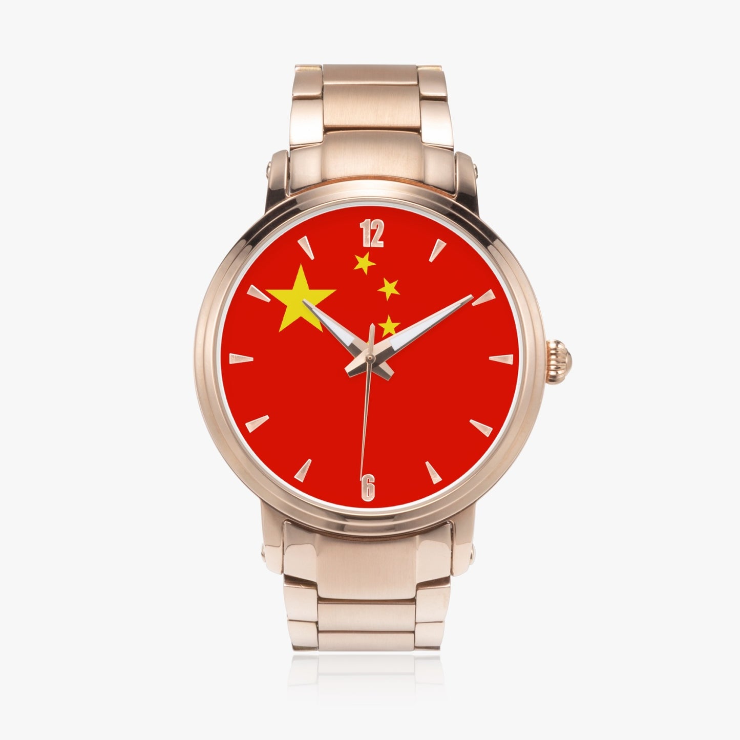 China Pride Stainless Steel Luxury Men's Watch - Silver / Rose Gold / Black