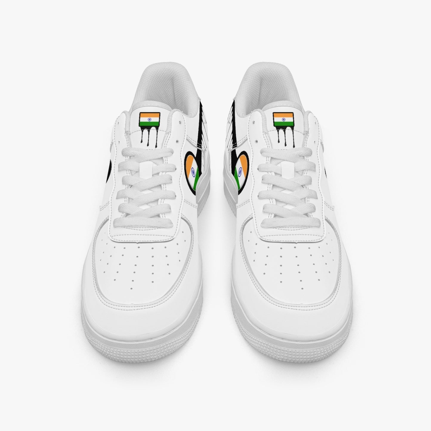 India Black Drip R-Force 1 Low Tops (White) - Men's & Women's