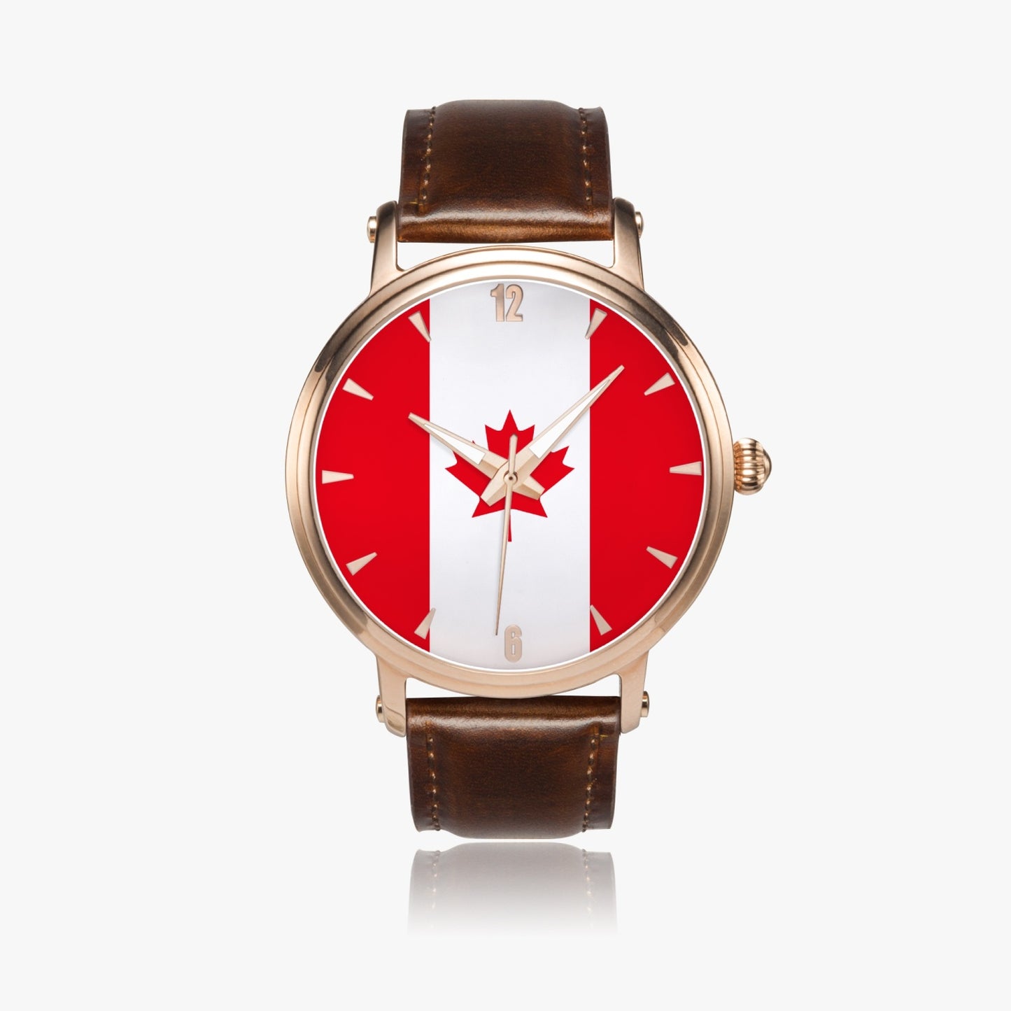 Canada Pride Premium Leather Men's Watch - Silver / Rose Gold / Black