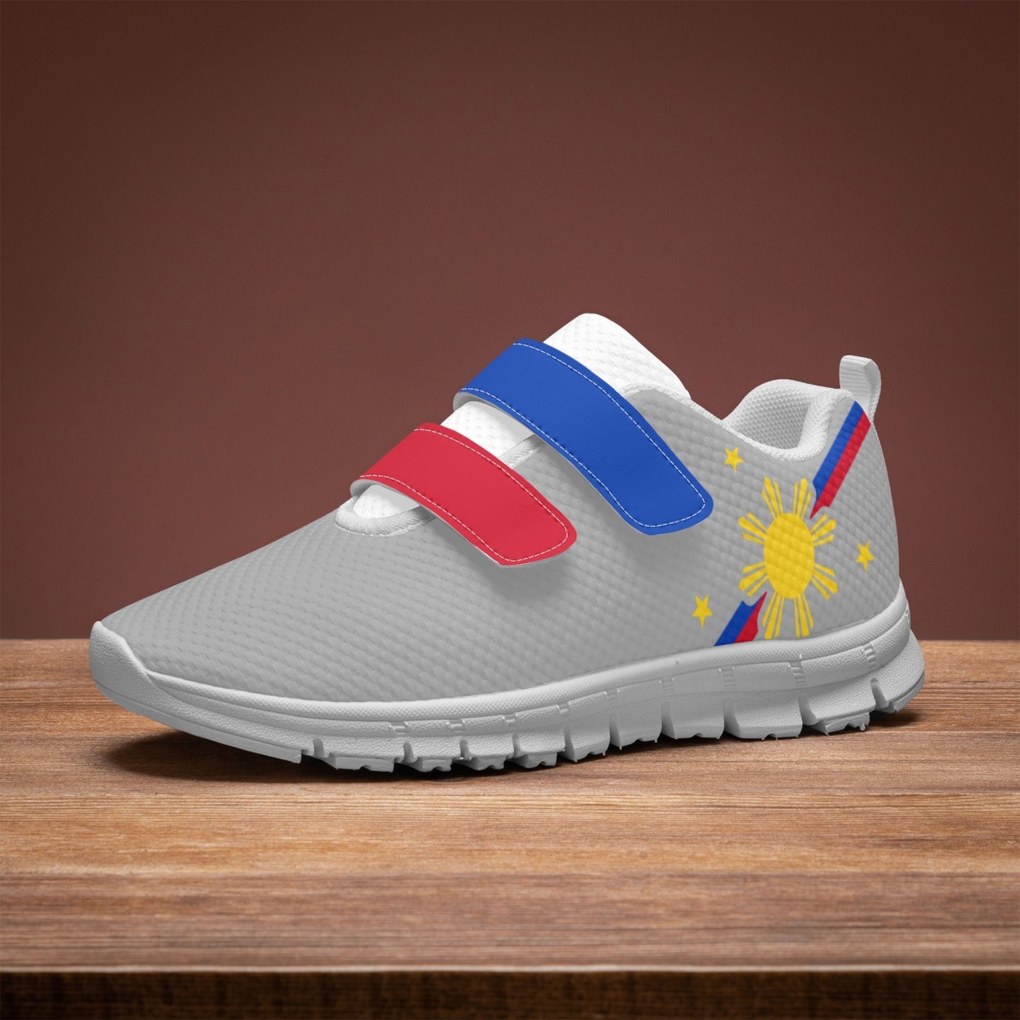 Philippines Pride Kid's Lightweight Velcro Mesh Sneaker - Gray