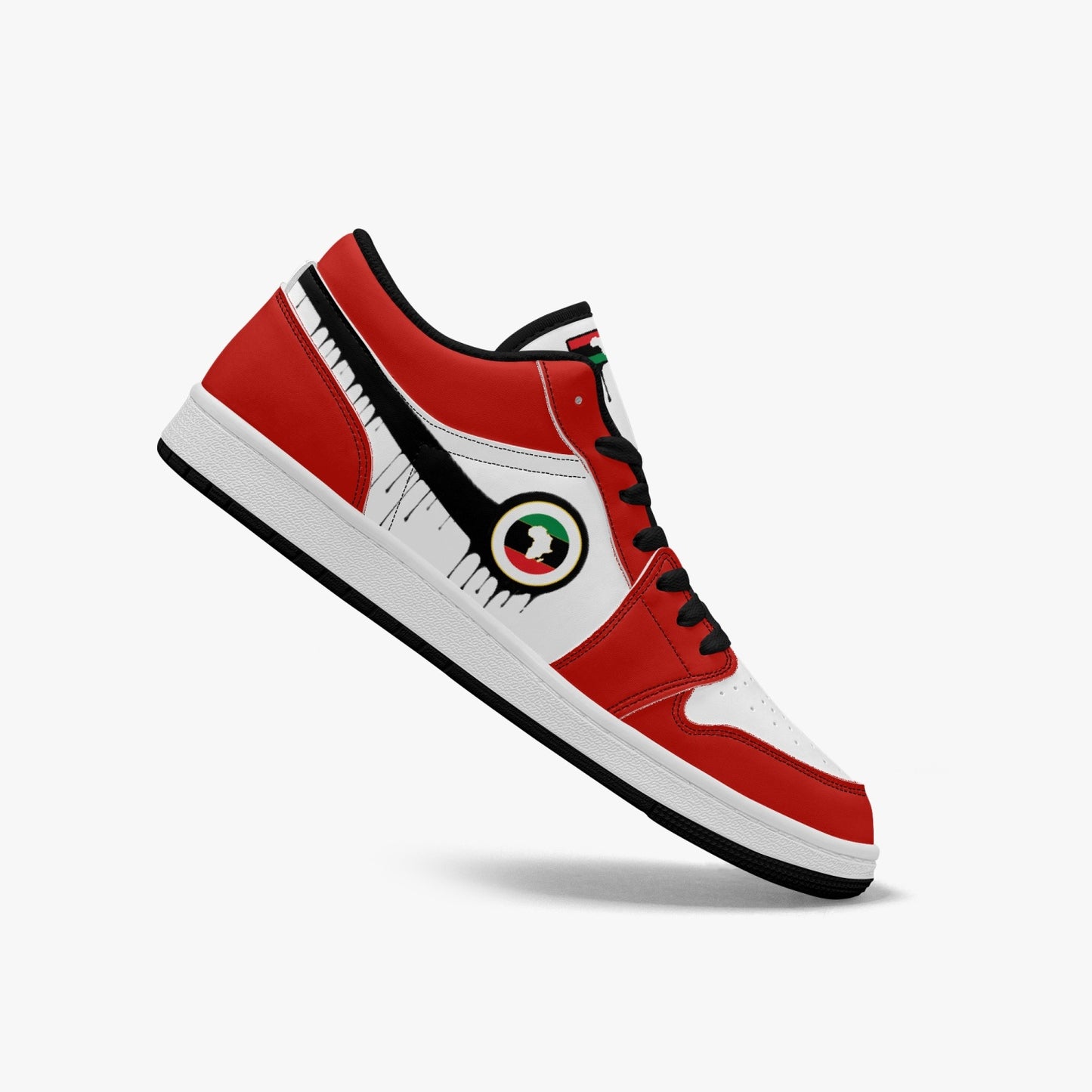 Air Africa Black Drip / Red & White Low Tops (Black Sole) - Men's & Women's