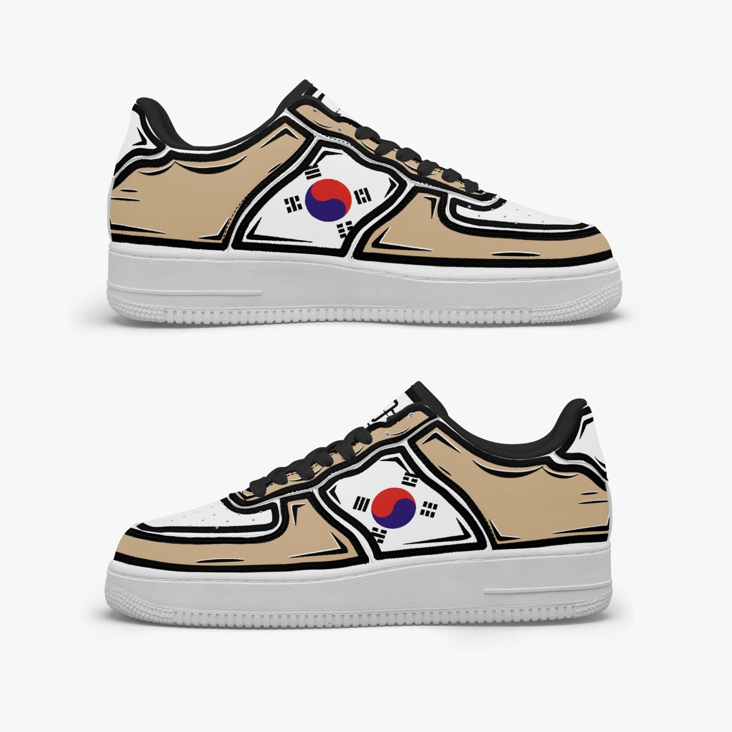 South Korea Cartoon Force 1 Low Tops (Tan) - Men's & Women's