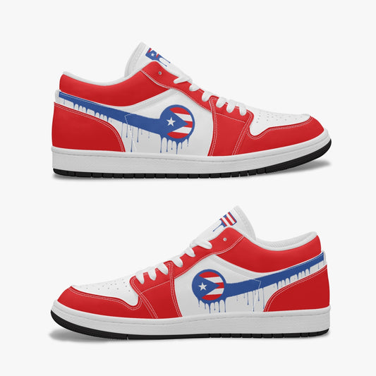 Air Puerto Rico Blue Drip / Red & White Low Tops (Black Sole) - Men's & Women's