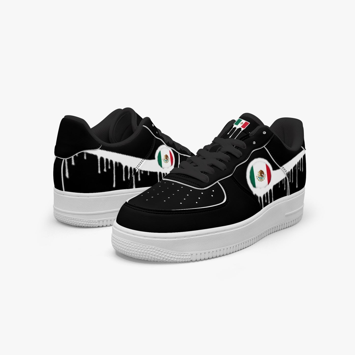 Mexico Blurred White Drip R-Force 1 Low Tops (Black) - Men's & Women's