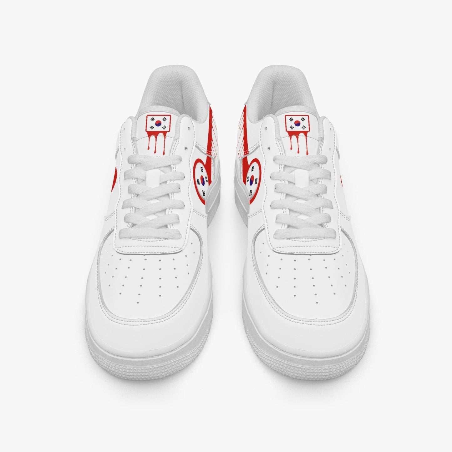 South Korea Red Drip R-Force 1 Low Tops (White) - Men's & Women's