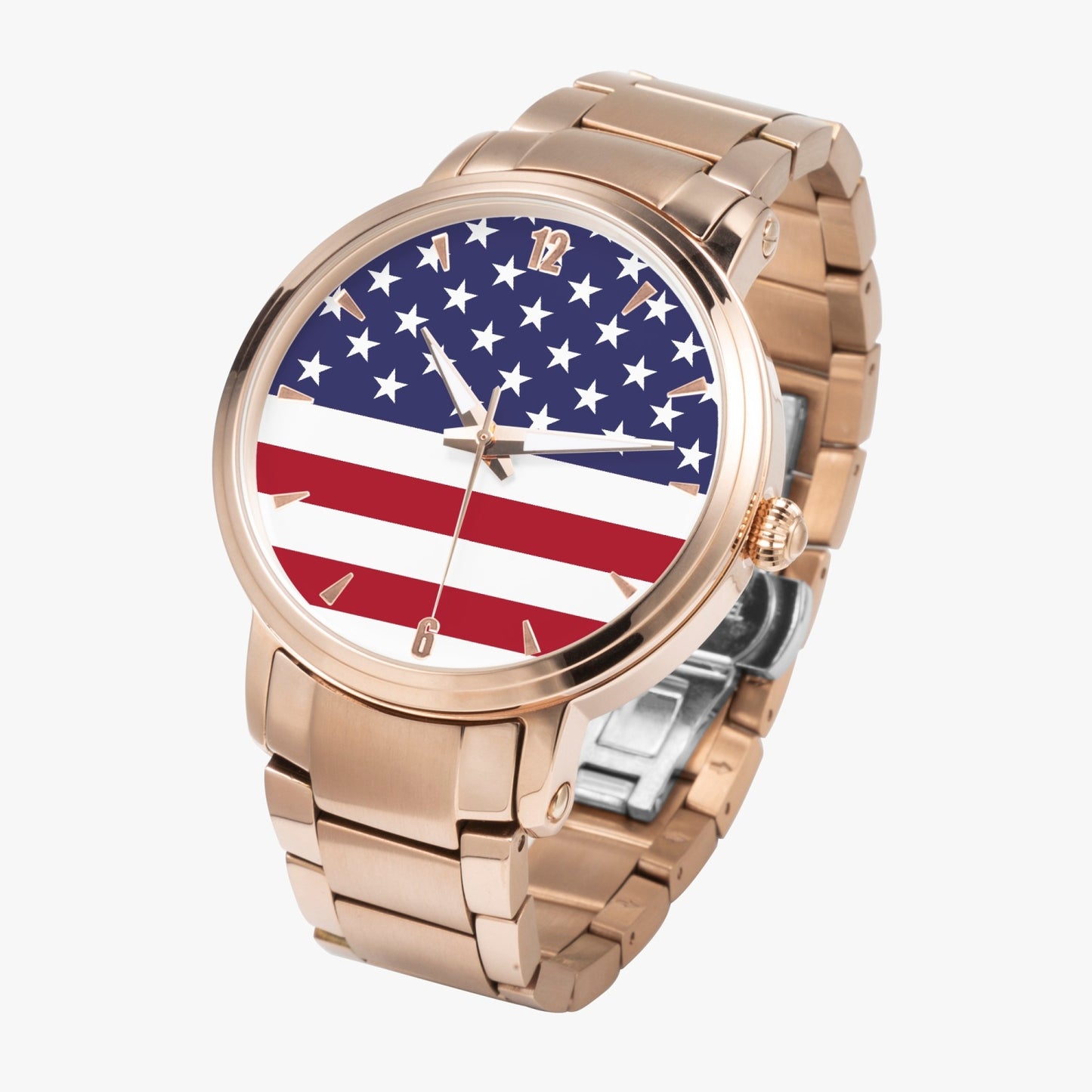 American Pride Stainless Steel Luxury Men's Watch - Silver / Rose Gold / Black